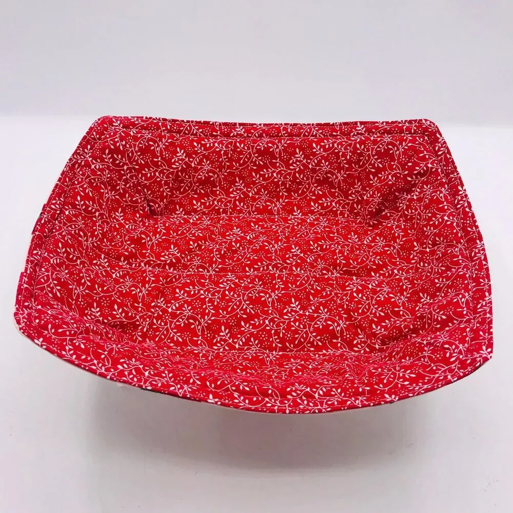 Reversible Microwave Cozie For Takeout Containers Cottage Core Strawberry Fabric